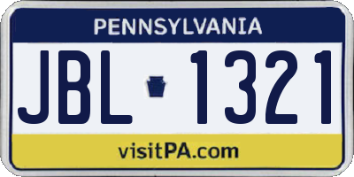 PA license plate JBL1321