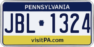 PA license plate JBL1324