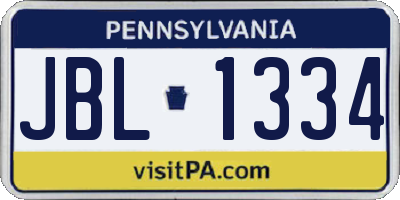 PA license plate JBL1334