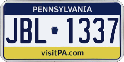 PA license plate JBL1337