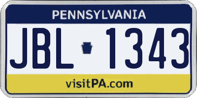 PA license plate JBL1343