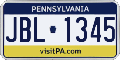 PA license plate JBL1345