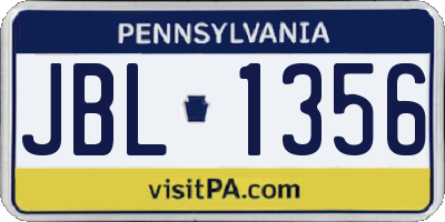 PA license plate JBL1356