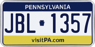 PA license plate JBL1357