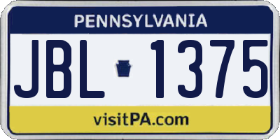 PA license plate JBL1375