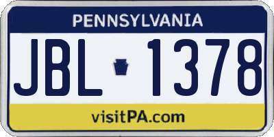 PA license plate JBL1378