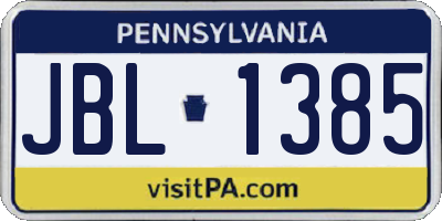 PA license plate JBL1385