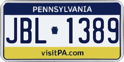 PA license plate JBL1389