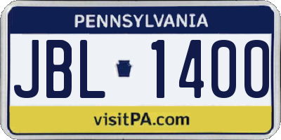 PA license plate JBL1400