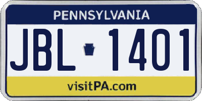 PA license plate JBL1401