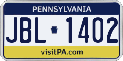 PA license plate JBL1402