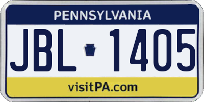 PA license plate JBL1405