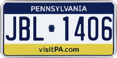 PA license plate JBL1406