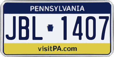 PA license plate JBL1407