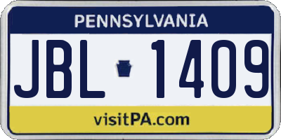 PA license plate JBL1409