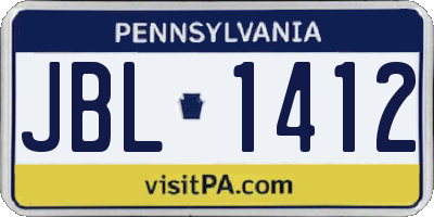 PA license plate JBL1412