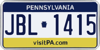 PA license plate JBL1415