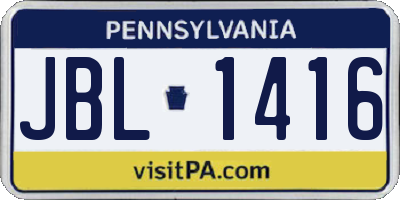 PA license plate JBL1416