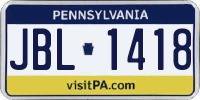 PA license plate JBL1418