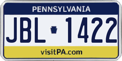 PA license plate JBL1422