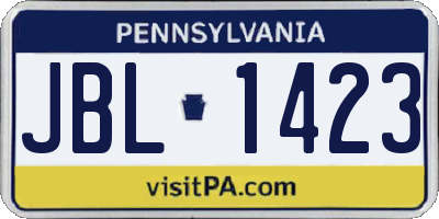 PA license plate JBL1423