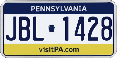 PA license plate JBL1428