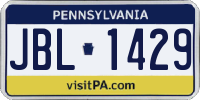 PA license plate JBL1429