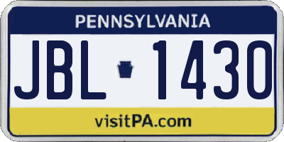 PA license plate JBL1430