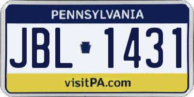 PA license plate JBL1431