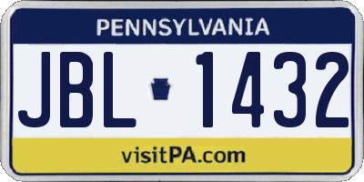 PA license plate JBL1432