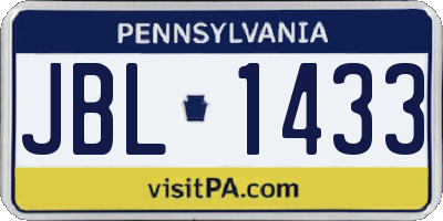 PA license plate JBL1433