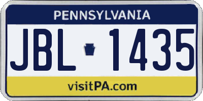 PA license plate JBL1435