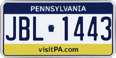 PA license plate JBL1443