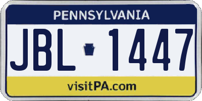 PA license plate JBL1447