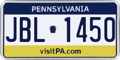 PA license plate JBL1450