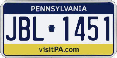 PA license plate JBL1451