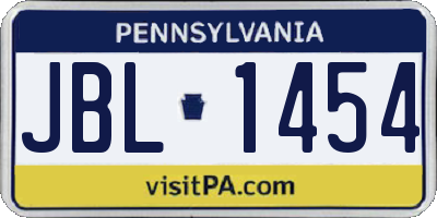 PA license plate JBL1454