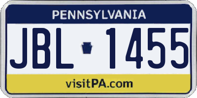 PA license plate JBL1455