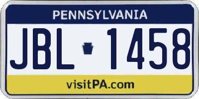 PA license plate JBL1458