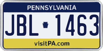 PA license plate JBL1463