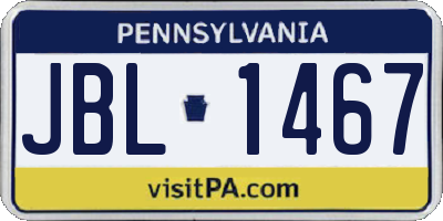 PA license plate JBL1467