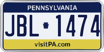 PA license plate JBL1474