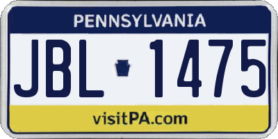 PA license plate JBL1475