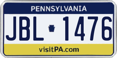 PA license plate JBL1476