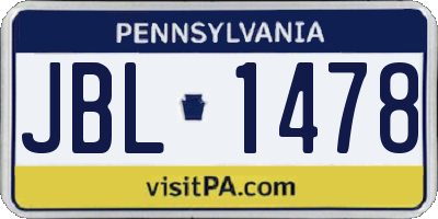 PA license plate JBL1478