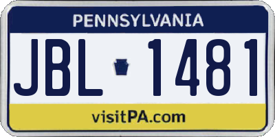 PA license plate JBL1481