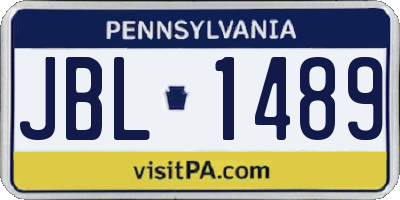 PA license plate JBL1489