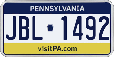 PA license plate JBL1492