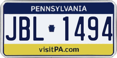 PA license plate JBL1494