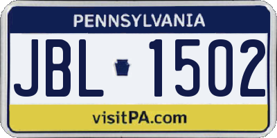 PA license plate JBL1502